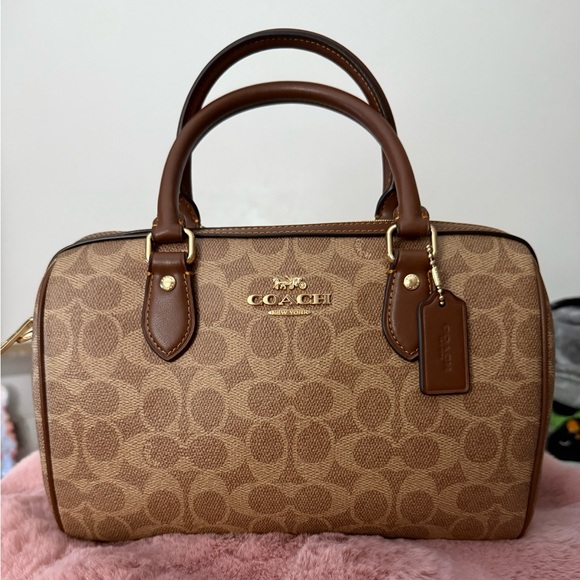 Coach Handbags - Coach Brown Signature Canvas Satchel with Gold Hardware